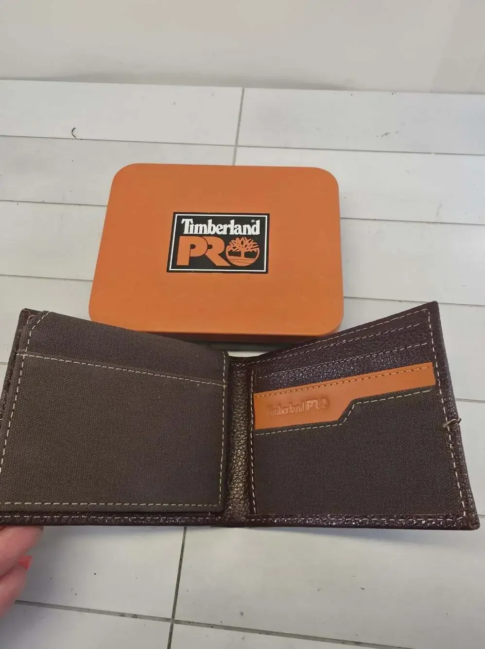 Timberland Pro Black RFID Blocking Trifold Wallet for Men with Logo Accent